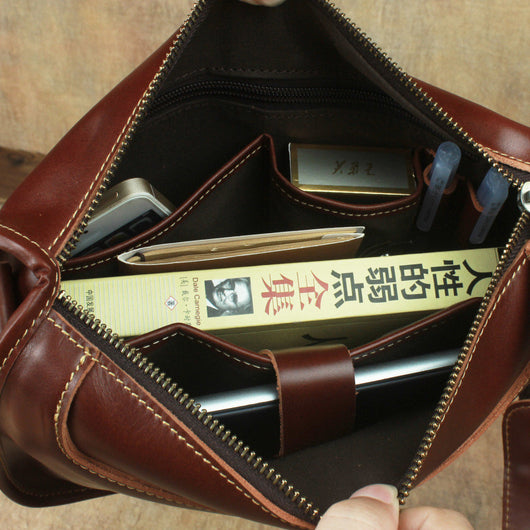 Bolsa Mensajero de Cuero Crazy Horse - Estilo Casual y Minimalista - Image 4