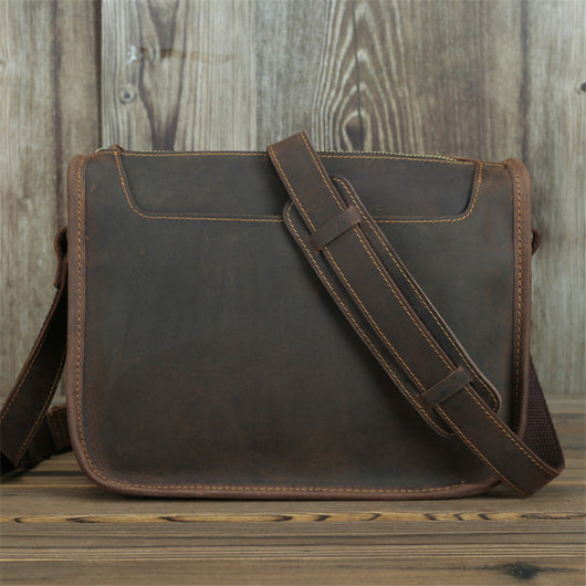 Bolsa Mensajero de Cuero Crazy Horse - Estilo Casual y Minimalista - Image 5