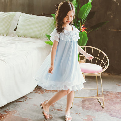 Pijama Infantil de Encaje Estilo Princesa - Camisón Corto de Algodón para Niñas - Image 10