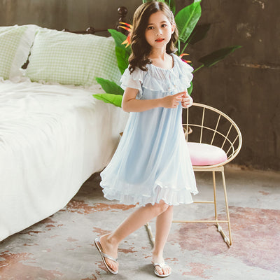 Pijama Infantil de Encaje Estilo Princesa - Camisón Corto de Algodón para Niñas - Image 4