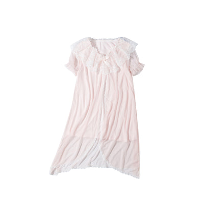 Pijama Infantil de Encaje Estilo Princesa - Camisón Corto de Algodón para Niñas - Image 3