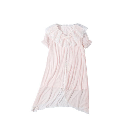 Pijama Infantil de Encaje Estilo Princesa - Camisón Corto de Algodón para Niñas - Image 3