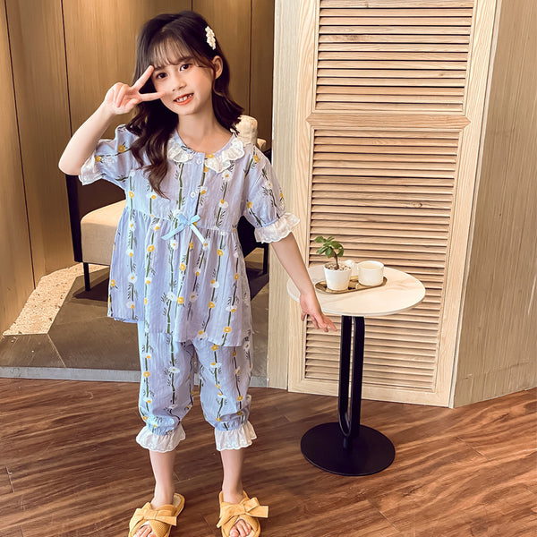 Pijama Corto de Algodón Fresco para Niñas - Transpirable y Cómodo