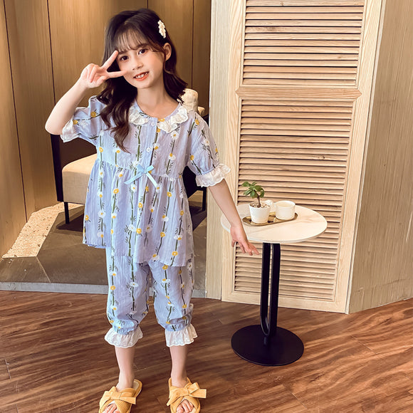 Pijama Corto de Algodón Fresco para Niñas - Transpirable y Cómodo