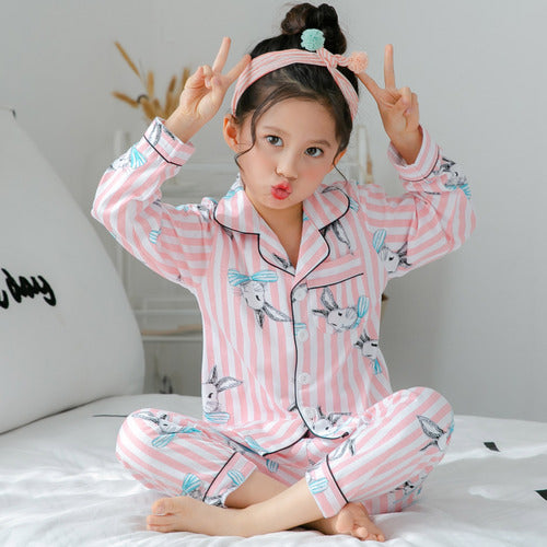 Pijama Infantil de Algodón Estampado para Niñas - Conjunto Cómodo de Manga Larga