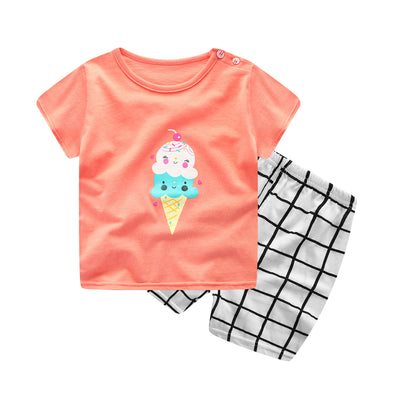 Conjunto de Verano para Niños y Niñas - Camiseta y Pantalón Corto de Algodón