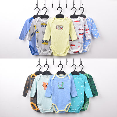 Pack 5 Piezas Mameluco de Algodón para Bebé con Cuello Solapa y Manga Larga - Image 8