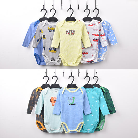 Pack 5 Piezas Mameluco de Algodón para Bebé con Cuello Solapa y Manga Larga - Image 8
