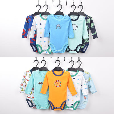 Pack de 5 Mameluco Bebé Manga Larga con Botones en Hombro y Bordado Decorativo - Image 9
