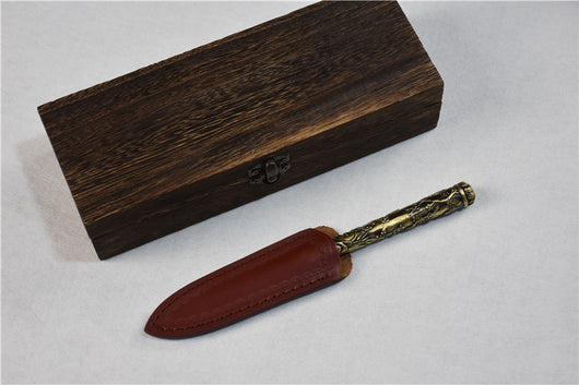 Cuchillo de Té Longquan Acero Inoxidable con Mango de Cobre Flor de Ciruelo - Image 12