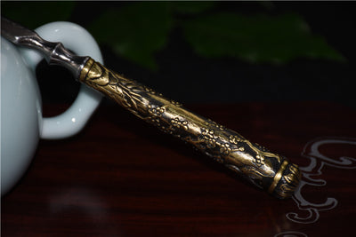 Cuchillo de Té Longquan Acero Inoxidable con Mango de Cobre Flor de Ciruelo - Image 14