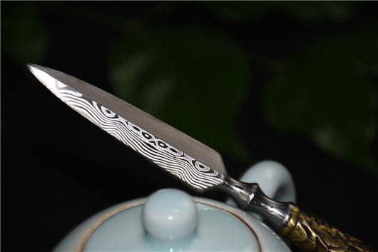 Cuchillo de Té Longquan Acero Inoxidable con Mango de Cobre Flor de Ciruelo - Image 8
