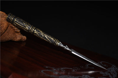Cuchillo de Té Longquan Acero Inoxidable con Mango de Cobre y Bambú - Image 12