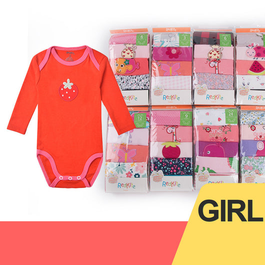 Pack de 5 Mameluco Bebé Manga Larga con Botones en Hombro y Bordado Decorativo - Image 4
