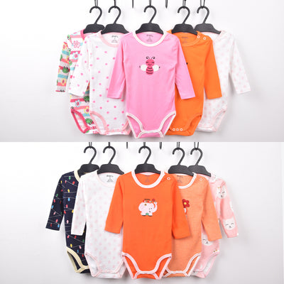Pack de 5 Mameluco Bebé Manga Larga con Botones en Hombro y Bordado Decorativo - Image 3