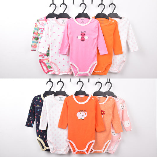 Pack de 5 Mameluco Bebé Manga Larga con Botones en Hombro y Bordado Decorativo - Image 3