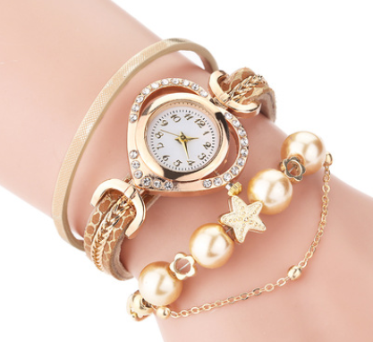 Reloj Pulsera de Perlas para Dama con Diamantes Digitales
