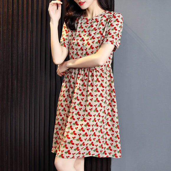 Vestido de Seda con Falda Vuelo - Cintura Ajustada