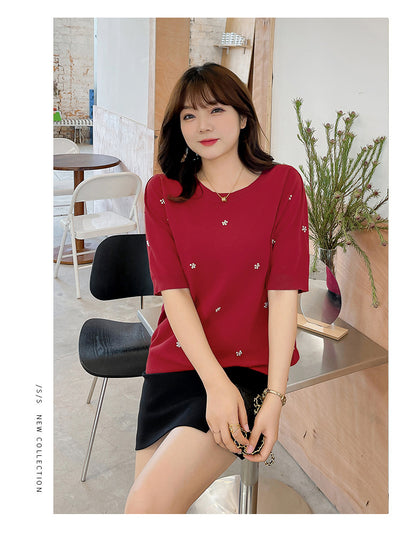 Blusa Suéter Coreana Talla Grande Cuello Redondo con Detalles Perlados - Image 9