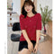Blusa Suéter Coreana Talla Grande Cuello Redondo con Detalles Perlados