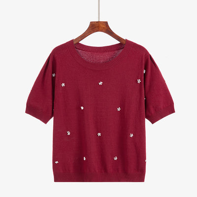 Blusa Suéter Coreana Talla Grande Cuello Redondo con Detalles Perlados - Image 6