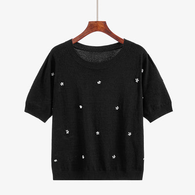Blusa Suéter Coreana Talla Grande Cuello Redondo con Detalles Perlados - Image 7