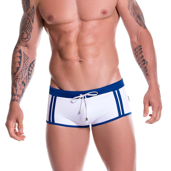 Bóxer Blanco Ajustado para Nadar - Shorts de Baño Deportivo Elegante