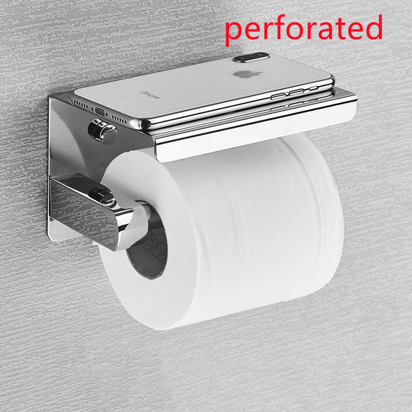 Soporte para Papel Higiénico con Repisa para Teléfono en Acero Inoxidable 304