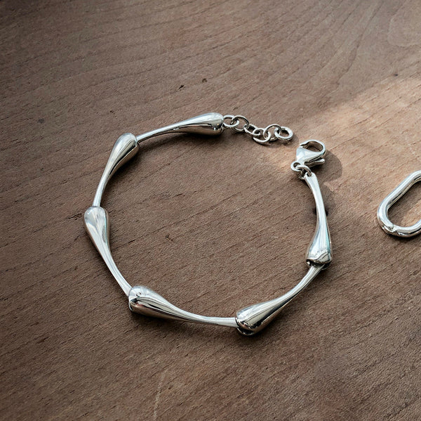 Pulsera de Plata 925 Gota de Agua Minimalista Geométrica - Image 4