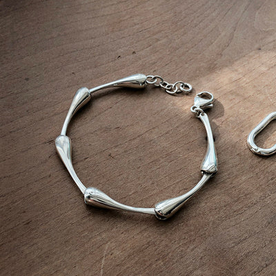 Pulsera de Plata 925 Gota de Agua Minimalista Geométrica - Image 4