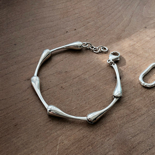 Pulsera de Plata 925 Gota de Agua Minimalista Geométrica - Image 4