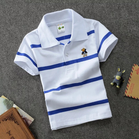 Polo Infantil de Algodón con Rayas y Cuello - Confort Premium