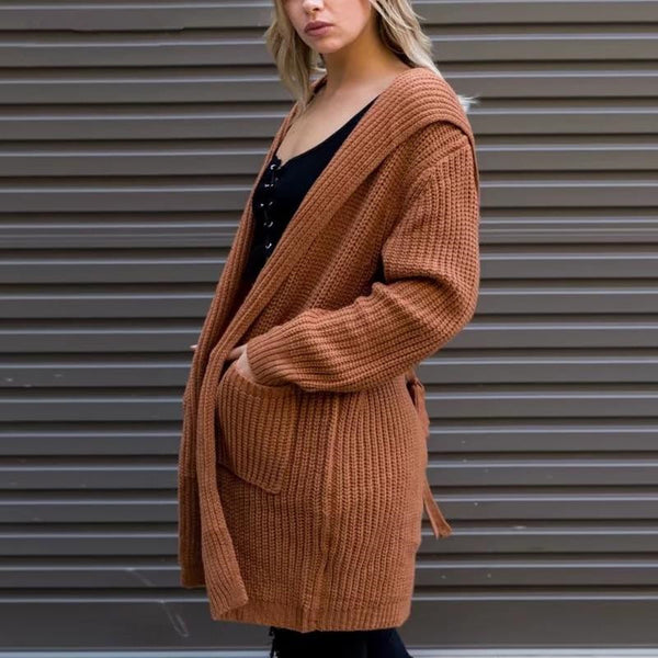 Suéter Holgado con Capucha y Bolsillos Dobles para Mujer