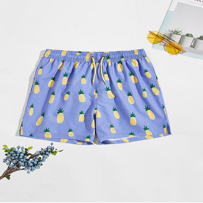 Shorts Deportivos Casuales con Estampado de Frutas y Malla Triangular