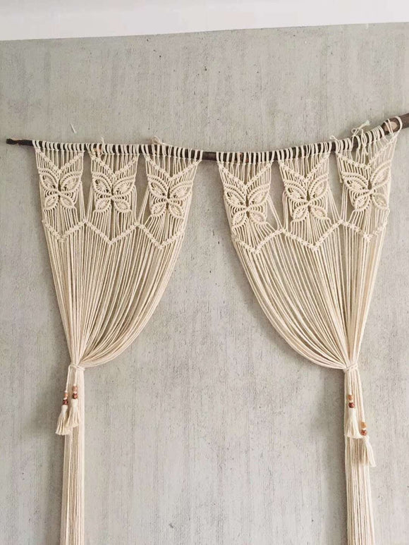 Cortina Bohemia Tejida a Mano en Algodón - Tapiz Artesanal para Puerta