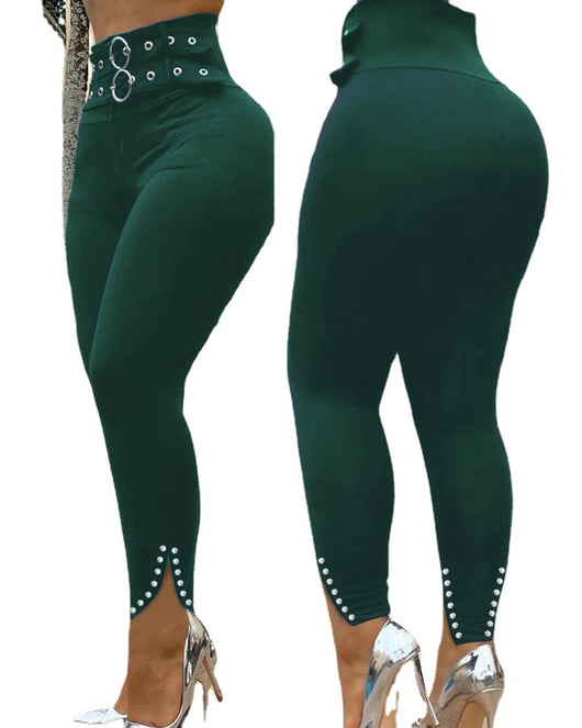 Pantalones Skinny de Cintura Alta en Color Sólido - Image 11