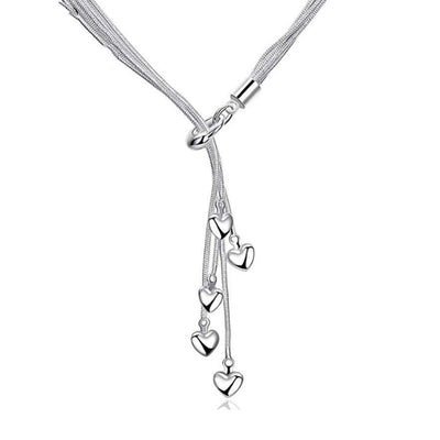 Collar en Capas con Corazones Bañado en Plata - Image 7