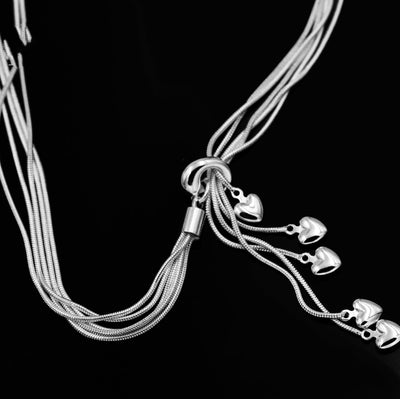 Collar en Capas con Corazones Bañado en Plata - Image 11