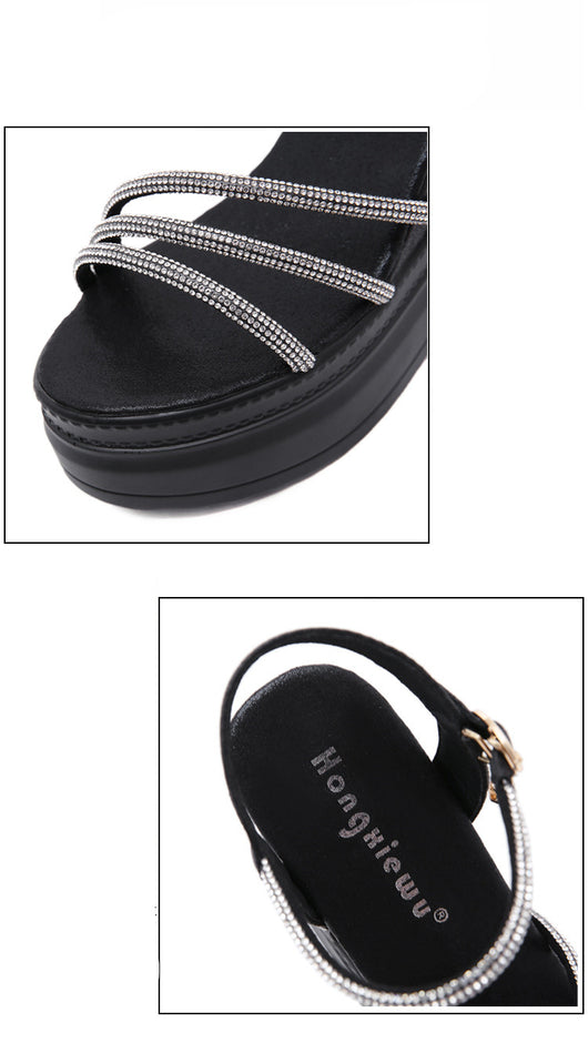 Sandalias Romanas de Plataforma Cuña con Pedrería - Image 12