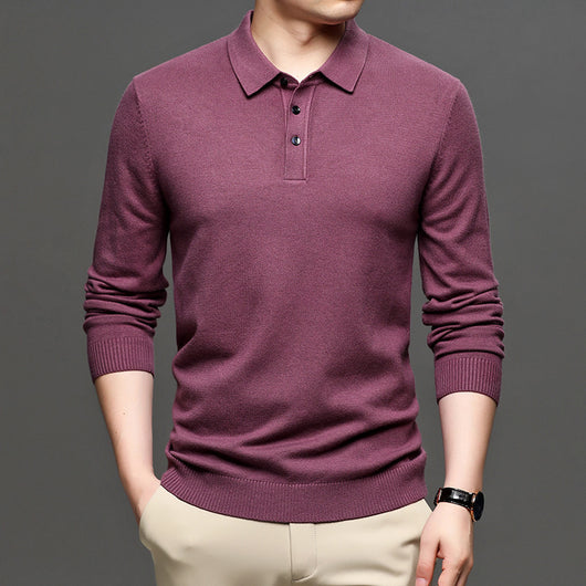 Suéter Casual Hombre Cuello Solapa Tejido Ligero Corte Relajado - Image 13