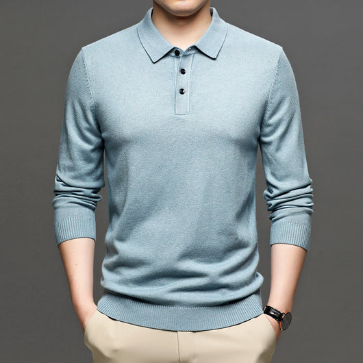 Suéter Casual Hombre Cuello Solapa Tejido Ligero Corte Relajado - Image 12