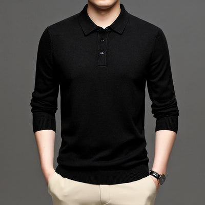 Suéter Casual Hombre Cuello Solapa Tejido Ligero Corte Relajado - Image 17