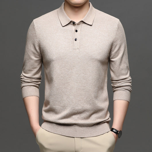 Suéter Casual Hombre Cuello Solapa Tejido Ligero Corte Relajado - Image 19