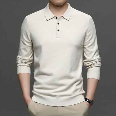 Suéter Casual Hombre Cuello Solapa Tejido Ligero Corte Relajado - Image 4