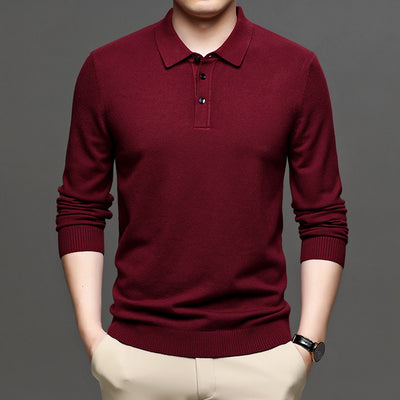 Suéter Casual Hombre Cuello Solapa Tejido Ligero Corte Relajado - Image 6