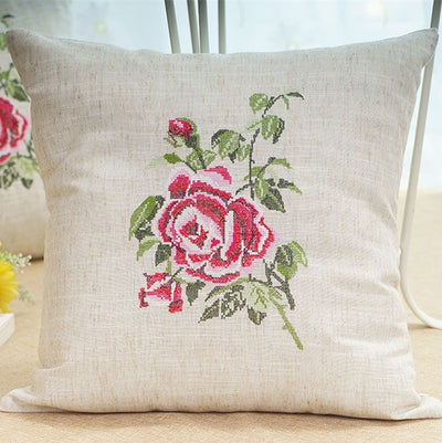 Funda de Cojín Cuadrada Estilo Pastoral con Bordado de Flores y Plantas para Sofá y Dormitorio - Image 10
