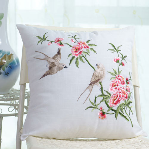 Funda de Cojín Cuadrada Estilo Pastoral con Bordado de Flores y Plantas para Sofá y Dormitorio - Image 15