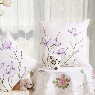 Funda de Cojín Cuadrada Estilo Pastoral con Bordado de Flores y Plantas para Sofá y Dormitorio - Image 8