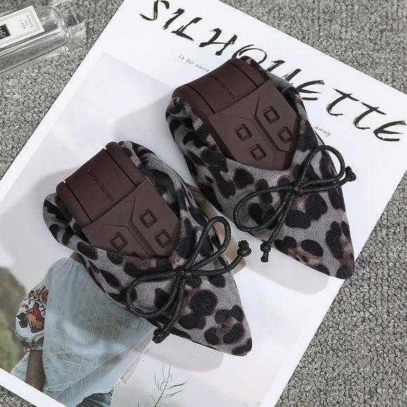 Zapatos Planos Mujer Patrón Leopardo - Bailarinas Punta Fina Ante Deslizable