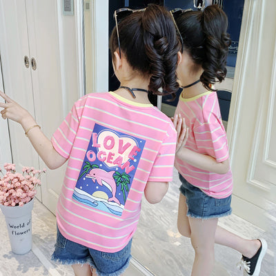 Playera Infantil Estilo Occidental con Estampado Caricatura y Rayas - Image 7